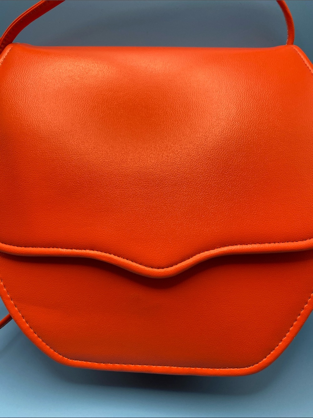 Vintage 80’s Orange Faux Leather Shoulder Bag - Picture 3 of 9